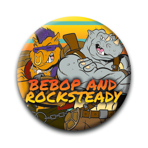 TMNT - BeBop RockSteady Pinback Button (1.25") – 6 PC PPK