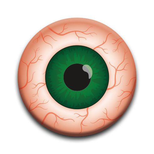 Eyeballs - Green Bloodshot Round Pinback Button (1.25") – 6 PC PPK