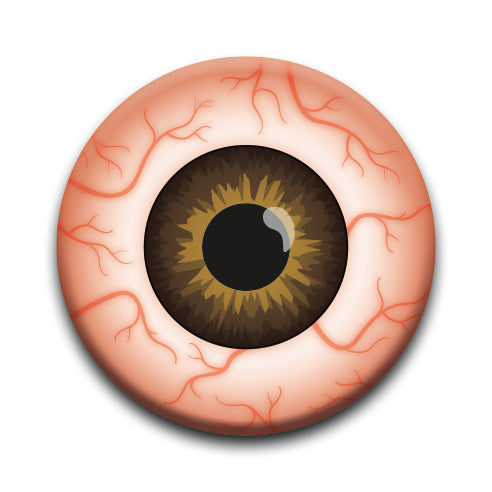 Eyeballs - Brown Bloodshot Round Pinback Button (1.25") – 6 PC PPK