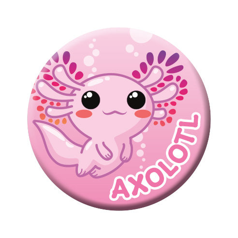 Axolotl - Pink Round Pinback Button (1.25") – 6 PC PPK
