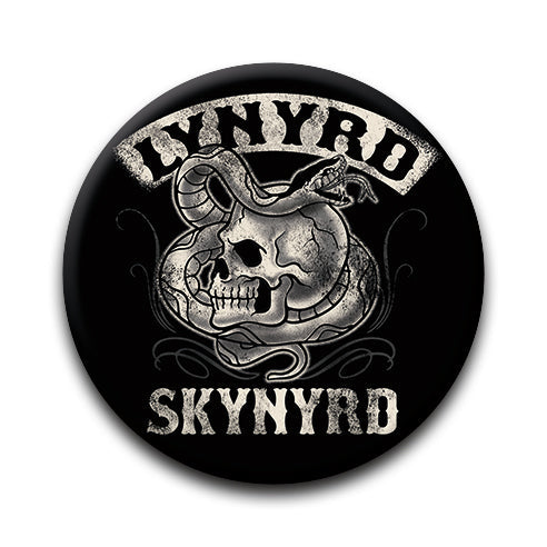 Lynyrd Skynyrd - Snake Wrapped Skull Round Pinback Button (1.25") – 6 PC PPK