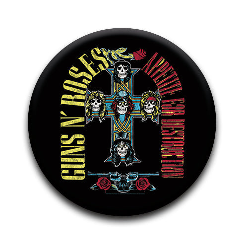 Guns N' Roses - Cross Round Pinback Button (1.25") – 6 PC PPK