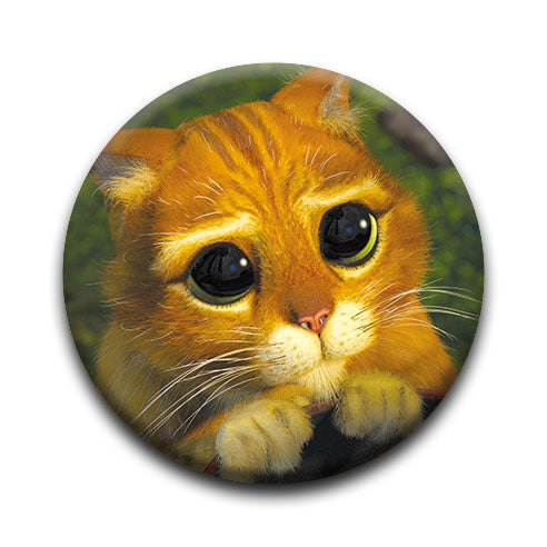 Shrek - Puss in Boots Face Round Pinback Button (1.25") – 6 PC PPK