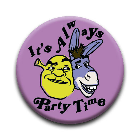 Shrek - It's Always Party Time Round Pinback Button (1.25") – 6 PC PPK