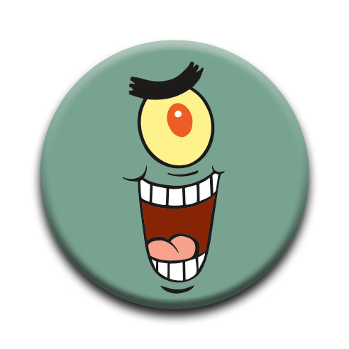 SpongeBob SquarePants - Plankton Face Round Pinback Button (1.25") – 6 PC PPK