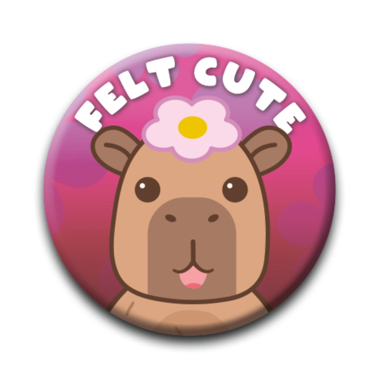 Capybara - Felt Cute Round Pinback Button (1.25") – 12 PC PPK ($0.60 each)