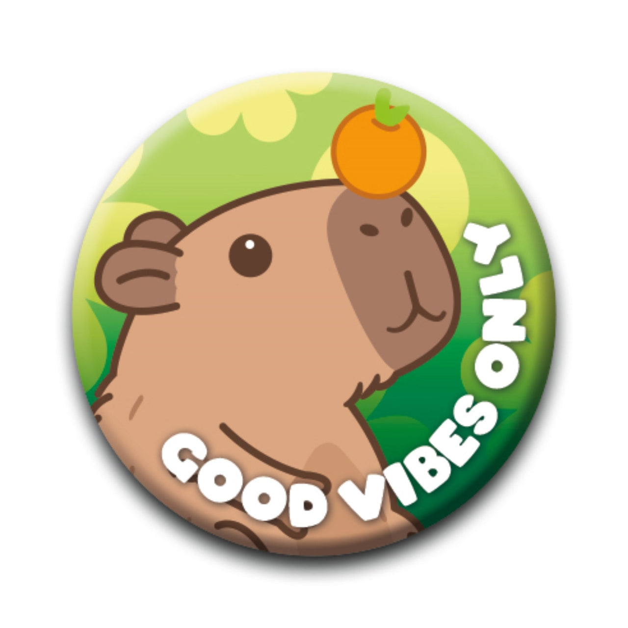 Capybara - Good Vibes Only Round Pinback Button (1.25") – 12 PC PPK ($0.60 each)