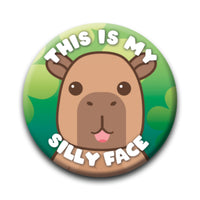 Thumbnail for Capybara - Silly Face Round Pinback Button (1.25