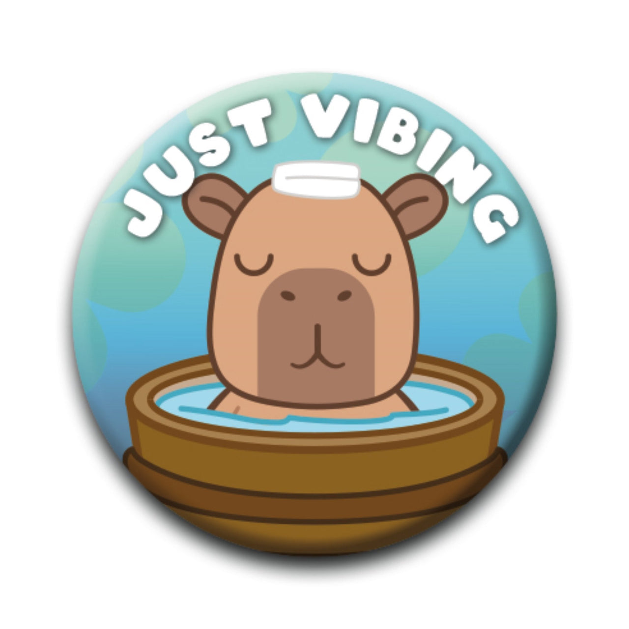 Capybara - Just Vibing Round Pinback Button (1.25") – 12 PC PPK ($0.60 each)