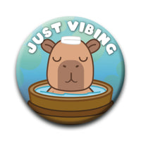 Thumbnail for Capybara - Just Vibing Round Pinback Button (1.25
