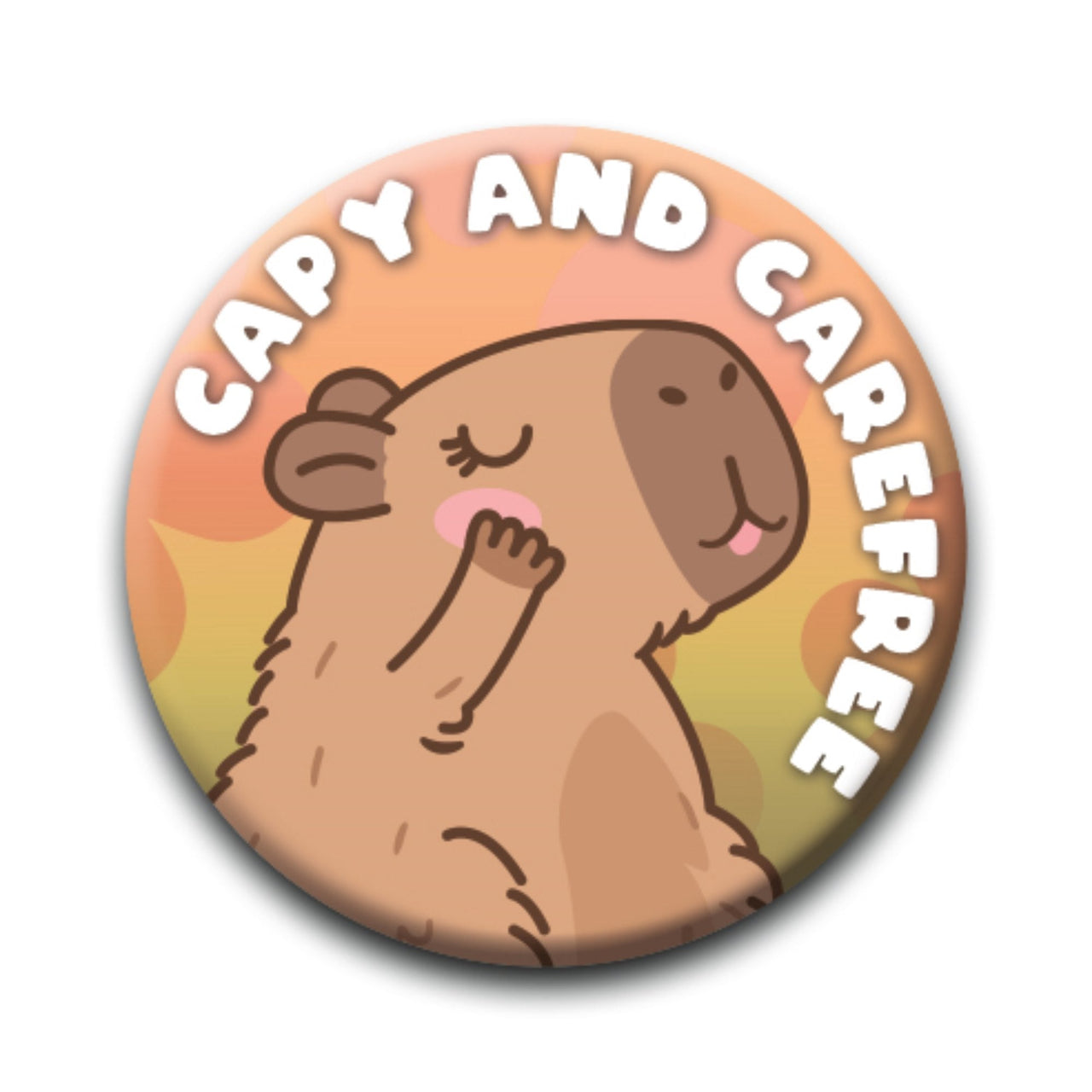 Capybara - Cappy and Carefree Round Pinback Button (1.25") – 12 PC PPK ($0.60 each)