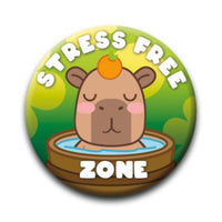 Thumbnail for Capybara - Stress Free Zone Round Pinback Button (1.25