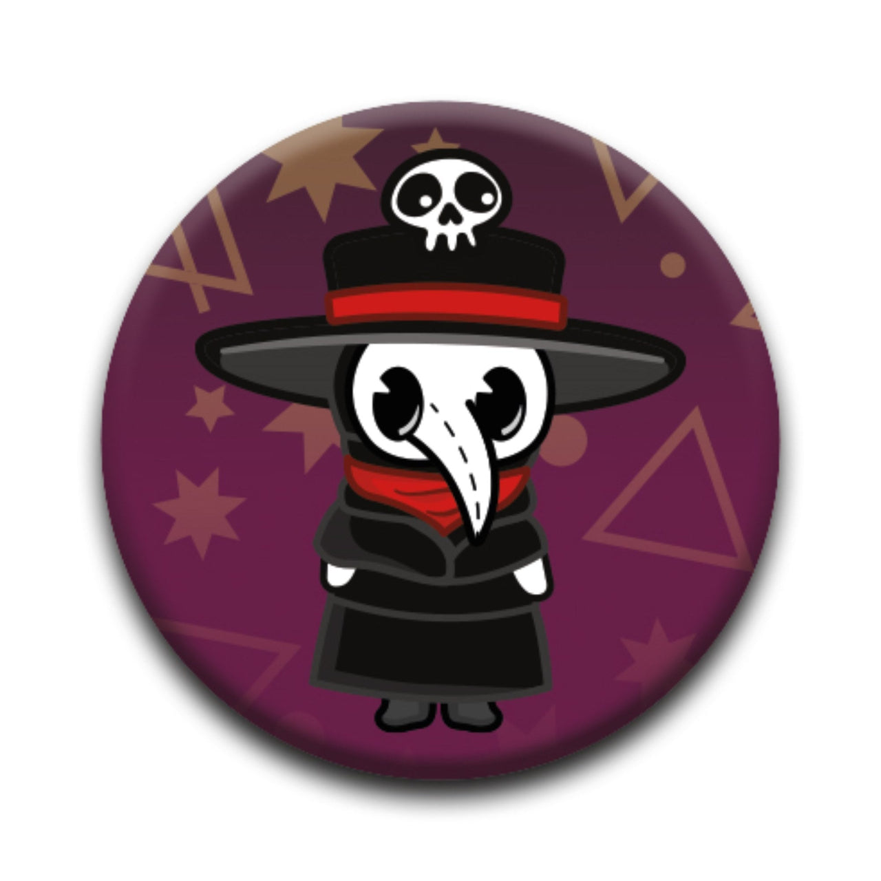 Plague Doctor - Skull Hat Round Pinback Button (1.25") – 12 PC PPK ($0.60 each)