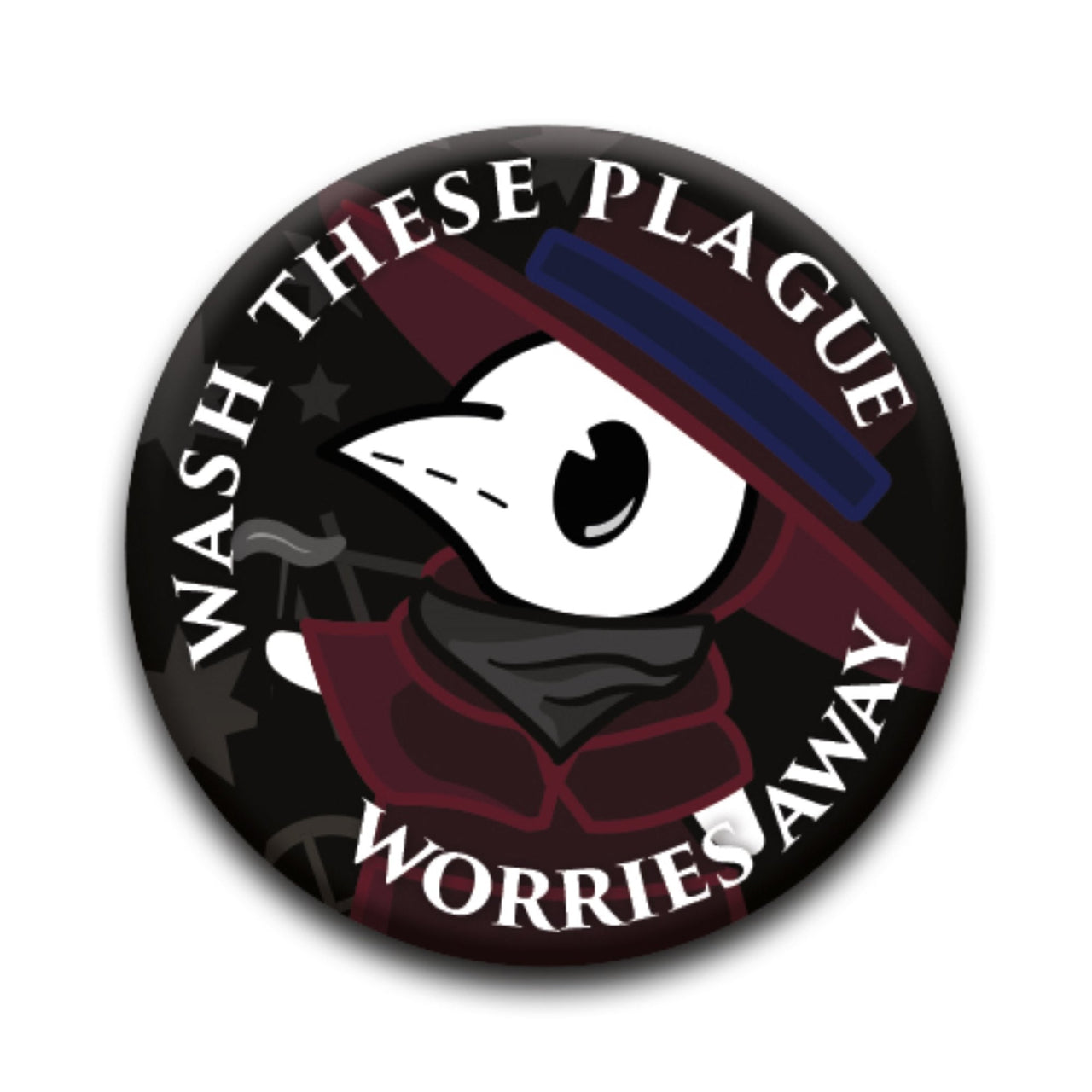 Plague Doctor - Wash Plagues Away Round Pinback Button (1.25") – 12 PC PPK ($0.60 each)