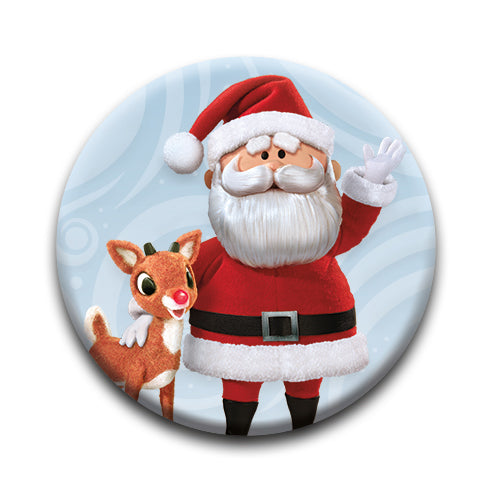 Rudolph - Rudolph & Santa Round Pinback Button (1.25") – 6 PC PPK