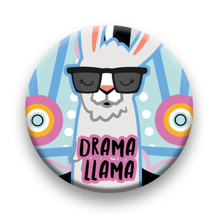 Llama - Drama Llama Round Pinback Button (1.25") – 6 PC PPK