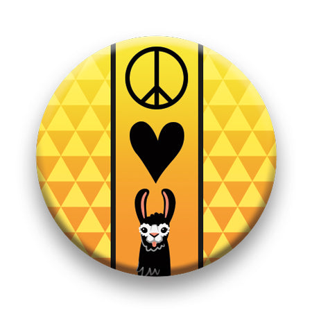 Llama - Peace Love Llamas Round Pinback Button (1.25") – 6 PC PPK