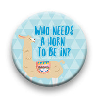 Thumbnail for Llama - Who Needs A Horn Round Pinback Button (1.25