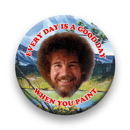 Bob Ross - Good Day Round Pinback Button (1.25") – 6 PC PPK