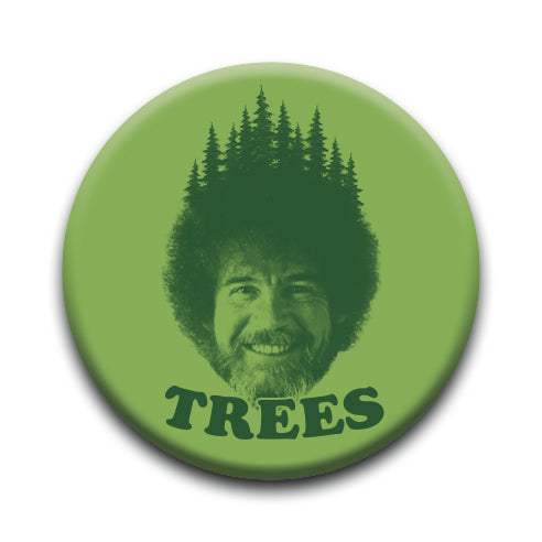 Bob Ross - Trees Round Pinback Button (1.25") – 6 PC PPK
