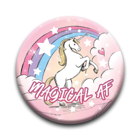 Unicorns - Magical AF Round Pinback Button (1.25") – 6 PC PPK