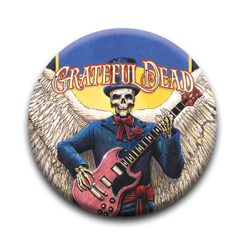Grateful Dead - Skeleton Guitar Round Pinback Button (1.25") – 6 PC PPK ($0.60 each)