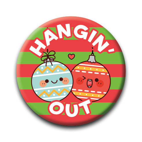 Christmas - Hanging Out Round Pinback Button (1.25") – 6 PC PPK