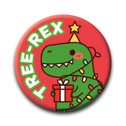 Christmas - Tree Rex Round Pinback Button (1.25") – 6 PC PPK
