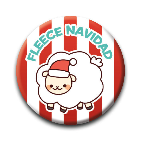 Christmas - Fleece Navidad Round Pinback Button (1.25") – 6 PC PPK