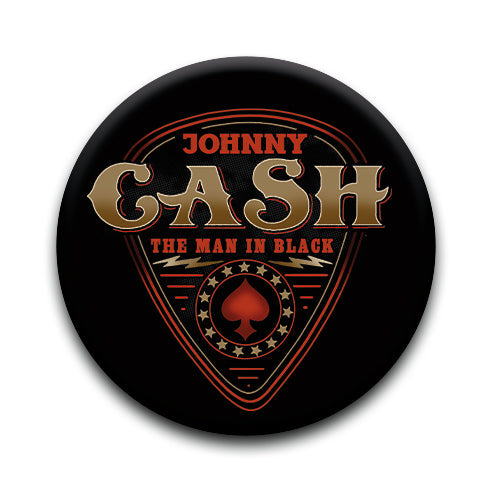 Johnny Cash - Guitar Pick Round Pinback Button (1.25") – 6 PC PPK