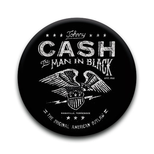 Johnny Cash - American Outlaw Round Pinback Button (1.25") – 6 PC PPK