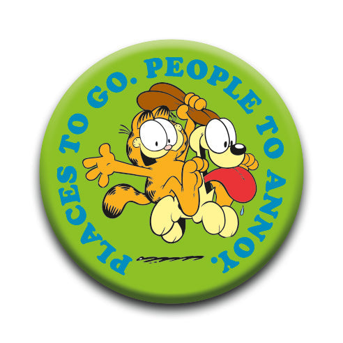 Garfield - Places To Go Round Pinback Button (1.25") – 6 PC PPK