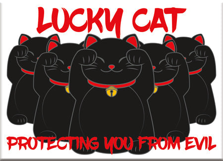 Lucky Cat - Black Flat Magnet (2.5" x 3.5") – 6 PC PPK