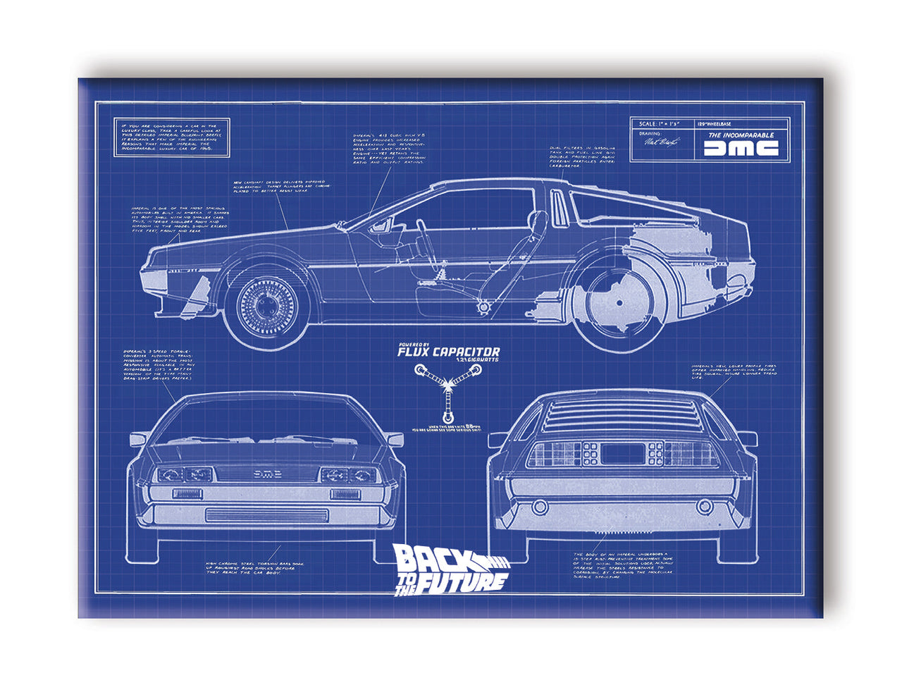 Back to the Future - Blueprint Flat Magnet (2.5" x 3.5") – 6 PC PPK