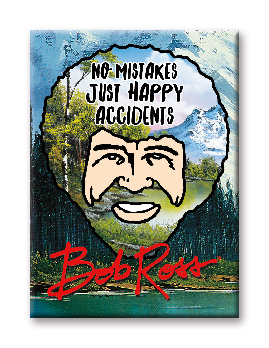 Bob Ross - Happy Accidents Flat Magnet (2.5" x 3.5") – 6 PC PPK