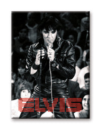 Thumbnail for Elvis Presley - Black & White Leather Flat Magnet (2.5