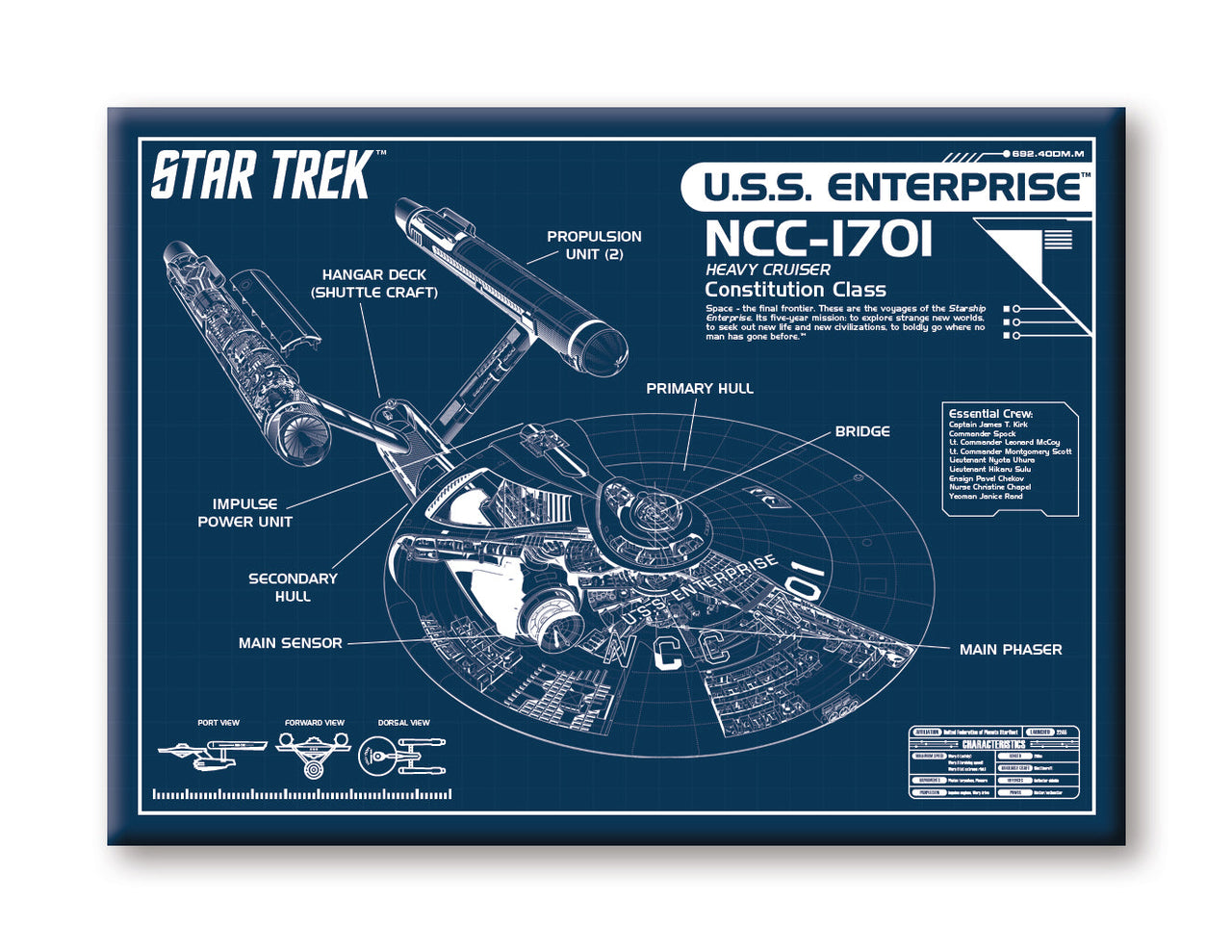Star Trek - Blueprints Flat Magnet (2.5" x 3.5") – 6 PC PPK