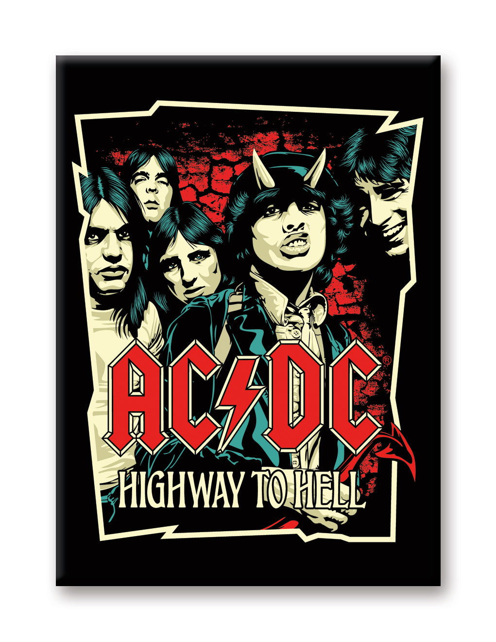 AC/DC - Highway to Hell Art Flat Magnet (2.5" x 3.5") – 6 PC PPK