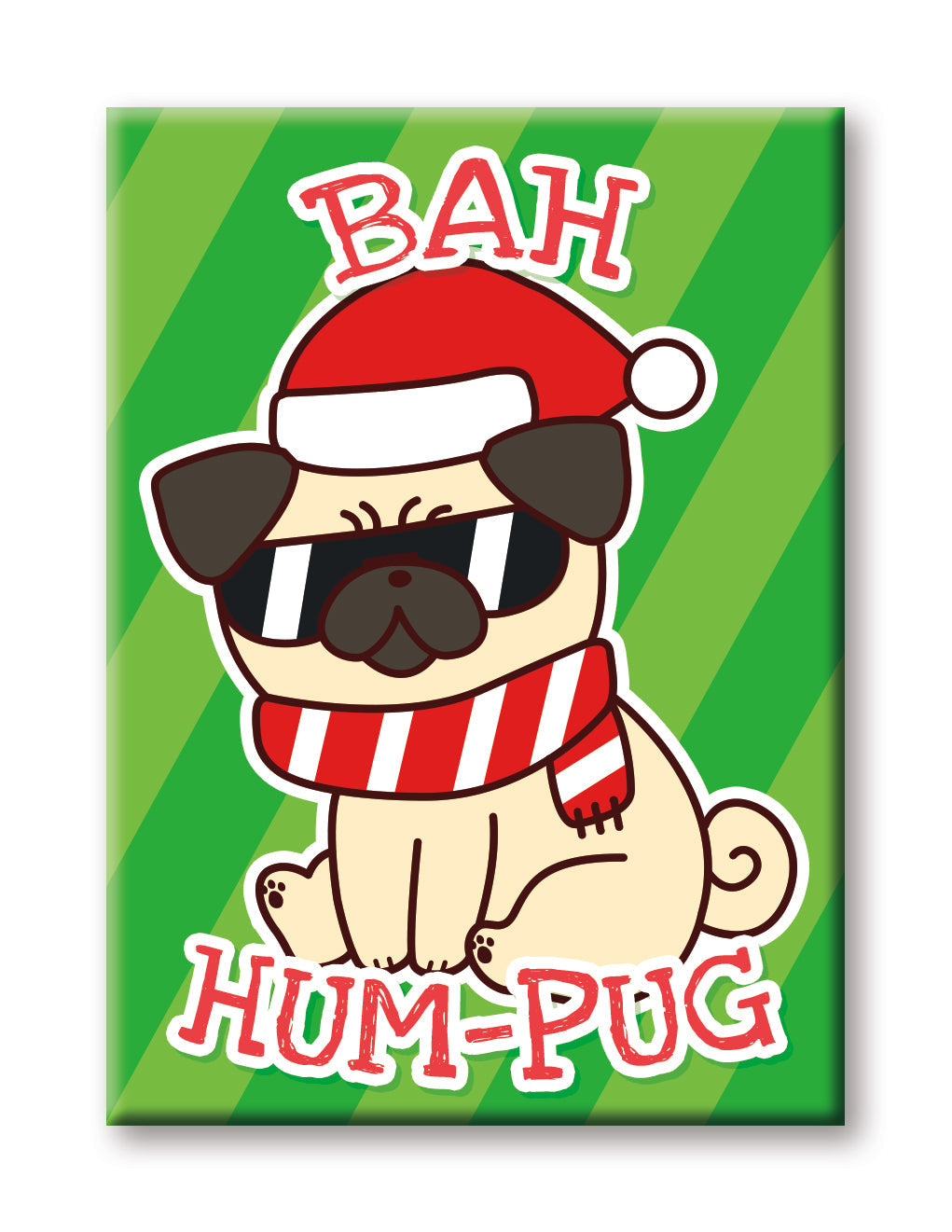 Christmas - Hum - Pug Flat Magnet (2.5" x 3.5") – 6 PC PPK