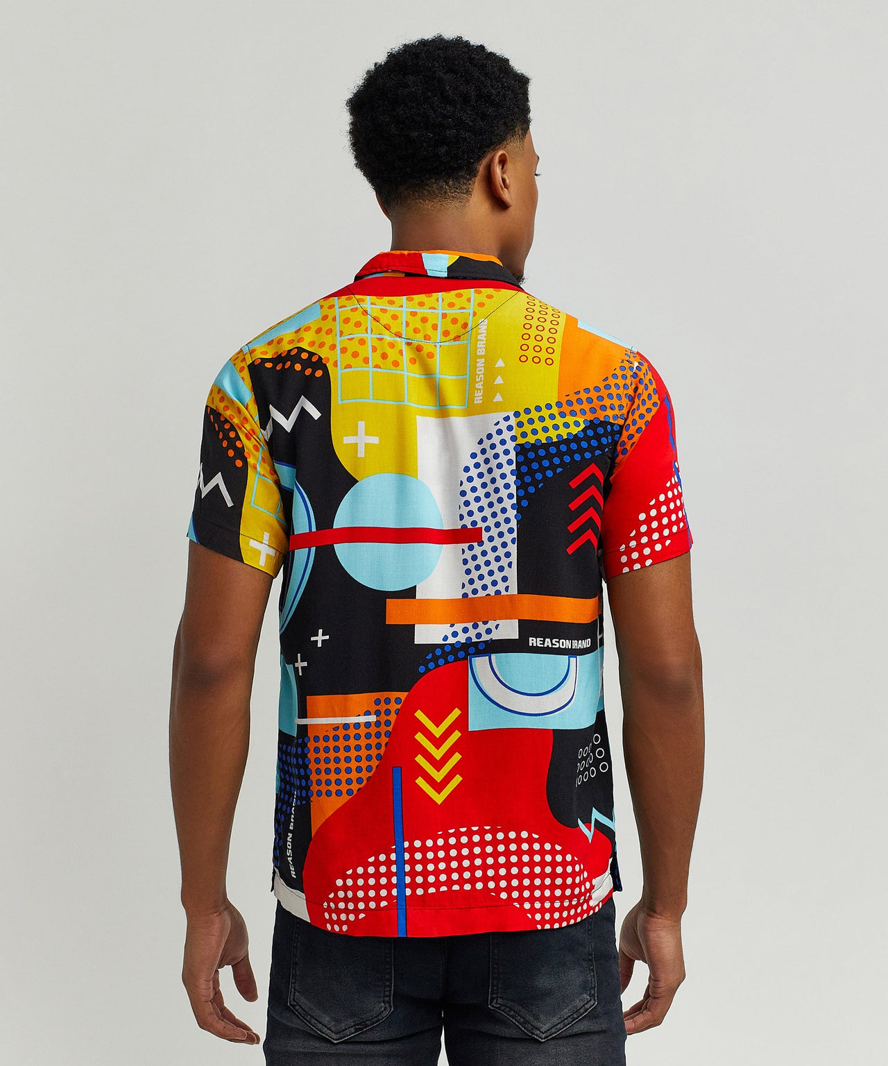Retro Grid Viscose Button-Down Short Sleeve Shirt