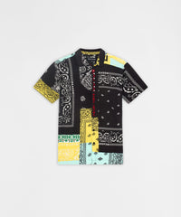 Thumbnail for Paisley Patchwork Viscose Button-Down Short Sleeve Shirt - Multicolor