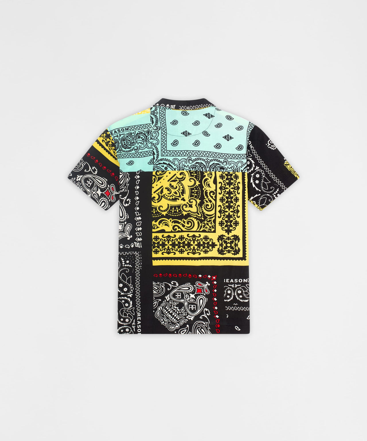 Paisley Patchwork Viscose Button-Down Short Sleeve Shirt - Multicolor