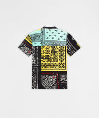 Thumbnail for Paisley Patchwork Viscose Button-Down Short Sleeve Shirt - Multicolor