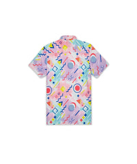 Thumbnail for Retro Geometric Viscose Button-Down Short Sleeve Shirt - Multicolor