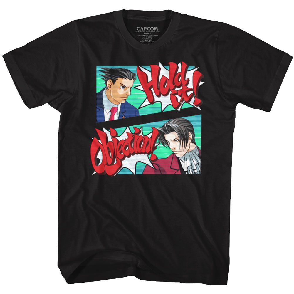 ACE ATTORNEY-HOLD THE OBJECTION-BLACK ADULT S/S TSHIRT