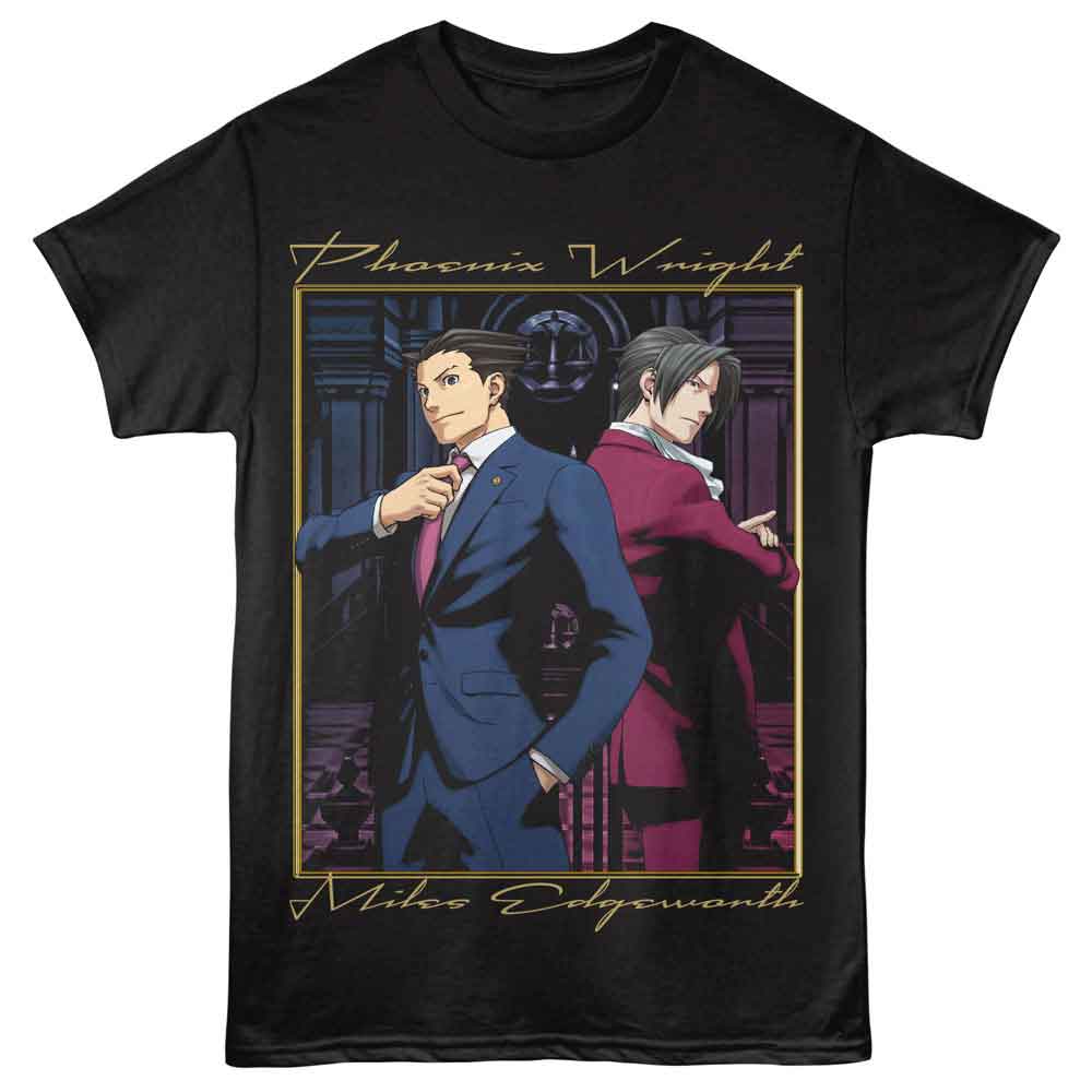 ACE ATTORNEY-ACE ATTORNEY WRIGHT AND EDGEWORTH-BLACK ADULT S/S TSHIRT