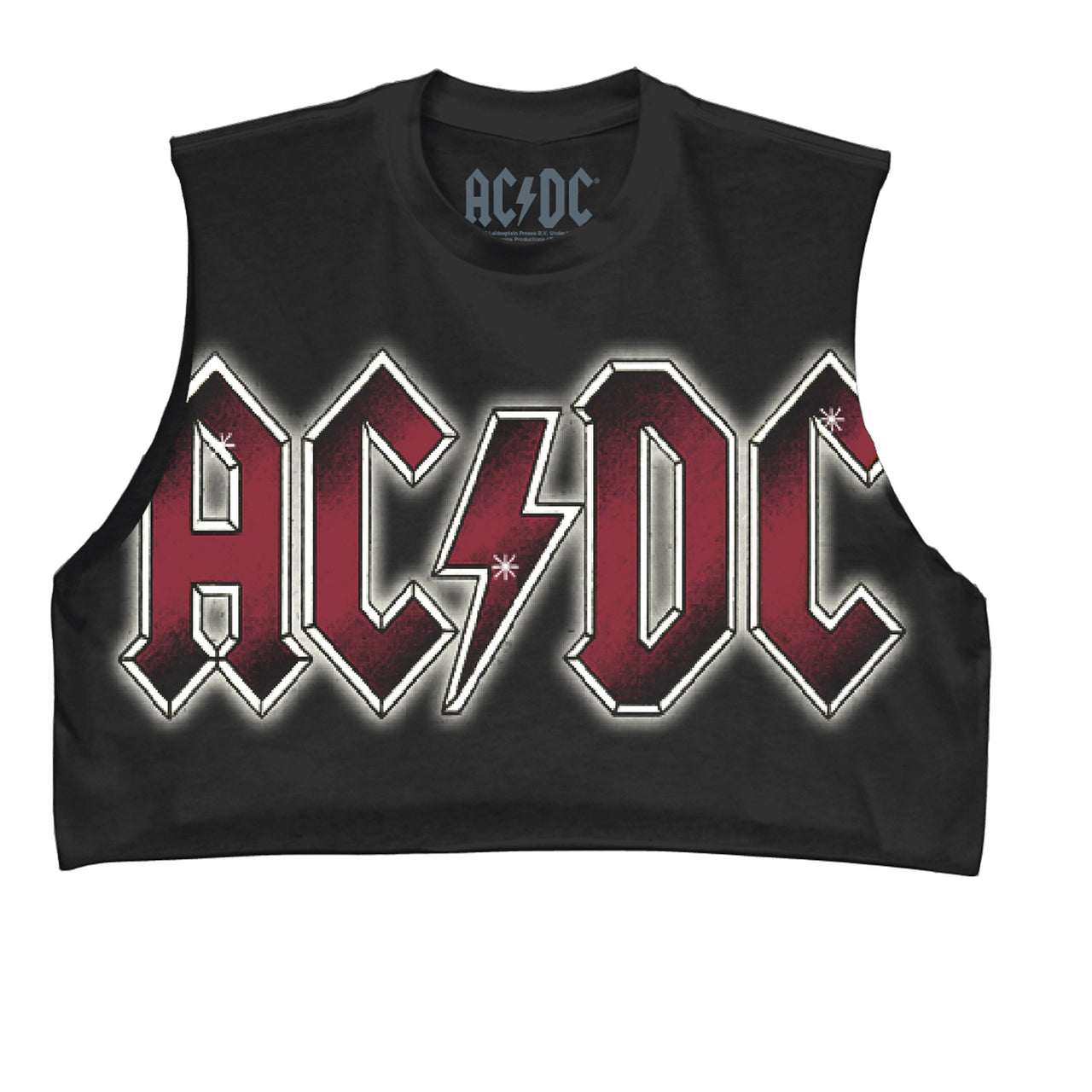 ACDC COLOR GLOW BLACK CROP JUNIORS TSHIRT