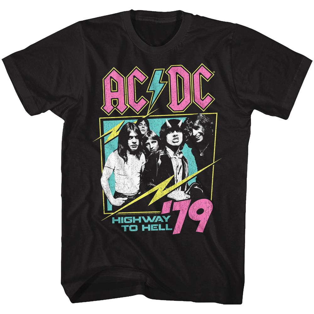 ACDC-NEON HIGHWAY-BLACK ADULT S/S TSHIRT