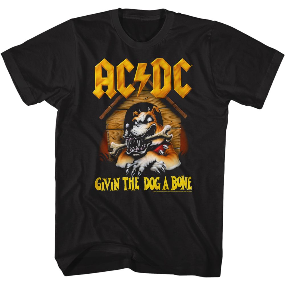 ACDC-DOG A BONE-BLACK ADULT S/S TSHIRT
