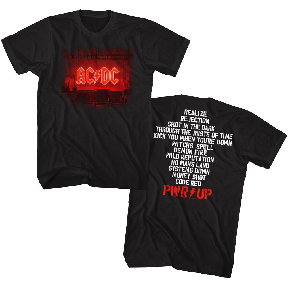 ACDC-PWRUP TRACK LIST-BLACK ADULT S/S TSHIRT